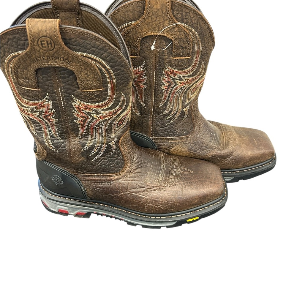 NWOT Justin WK2111 Vibram Work Boots 14EE Brown Leather Square Toe